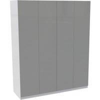 House Beautiful Honest Quad Wardrobe, White Carcass - Gloss Grey Slab Doors (W) 1800mm x (H) 2196mm