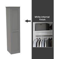 House Beautiful Realm Fitted Look Single Wardrobe, White Carcass - Grey Shaker Door (W) 551mm x (H) 2256mm