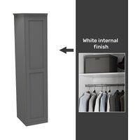 House Beautiful Realm Fitted Look Single Wardrobe, White Carcass - Carbon Grey Shaker Door (W) 551mm x (H) 2256mm