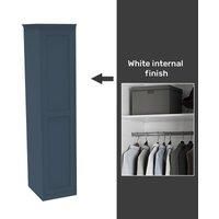 House Beautiful Realm Fitted Look Single Wardrobe, White Carcass - Navy Blue Shaker Door (W) 551mm x (H) 2256mm