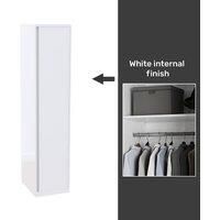 House Beautiful Escape Fitted Look Single Wardrobe, White Carcass - Gloss White Handleless Door (W) 450mm x (H) 2196mm