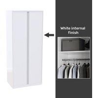 House Beautiful Escape Fitted Look Double Wardrobe, White Carcass - Gloss White Handleless Doors (W) 1001mm x (H) 2196mm