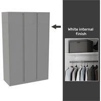 House Beautiful Escape Fitted Look Triple Wardrobe, White Carcass - Gloss Grey Handleless Doors (W) 900mm x (H) 2196mm