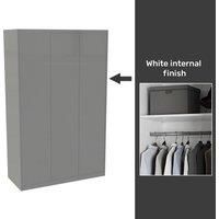 House Beautiful Honest Fitted Look Triple Wardrobe, White Carcass - Gloss Grey Slab Doors (W) 900mm x (H) 2196mm