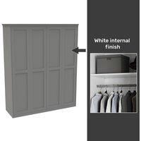 House Beautiful Realm Fitted Look Quad Wardrobe, White Carcass - Grey Shaker Doors (W) 1901mm x (H) 2256mm