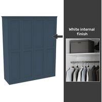 House Beautiful Realm Fitted Look Quad Wardrobe, White Carcass - Navy Blue Shaker Doors (W) 1901mm x (H) 2196mm