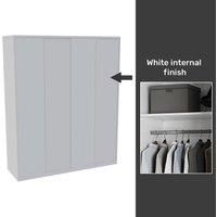 House Beautiful Honest Fitted Look Quad Wardrobe, White Carcass - Gloss White Slab Doors (W) 1840mm x (H) 2226mm