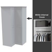 House Beautiful Realm Fitted Look Corner Wardrobe, White Carcass - White Shaker Doors (W) 1103mm x (H) 2256mm
