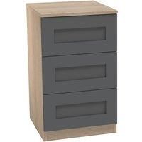House Beautiful Realm Narrow Chest of Drawers - Oak Effect Carcass, Carbon Grey Shaker Drawer Fronts (W) 450mm x (H) 756mm