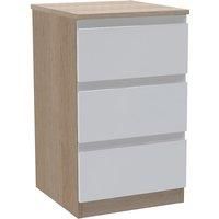 House Beautiful Escape Narrow Chest of Drawers - Oak Effect Carcass, Gloss White Handleless Drawer Fronts (W) 450mm x (H) 756mm