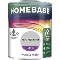 Homebase Interior Quick Dry Satin Paint Feather Grey - 750ml
