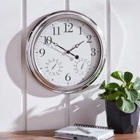 Barometer 41cm Wall Clock Silver Silver