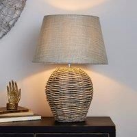 Lari Split Weave Wicker Table Lamp Grey
