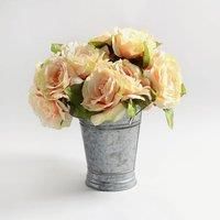 Pack of 12 Artificial Rose Pink and White bundle 25cm