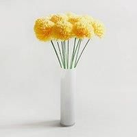 12pk Artificial Pompom Flower Yellow Stem 72cm Yellow