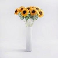 Pack of 12 Artificial Sunflower Yellow Stem 69cm Yellow, Green and White