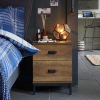Fulton 2 Drawer Bedside Table Brown