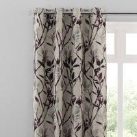 Zen Plum Jacquard Eyelet Curtains Purple and Grey
