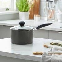 Dunelm NonStick Hard Anodised 16cm Saucepan Grey