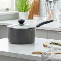 Dunelm NonStick Hard Anodised 20cm Saucepan Grey