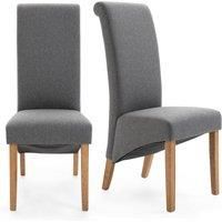 Chester Set of 2 Dining Chairs Grey Herringbone Grey