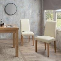 Hugo Set of 2 Dining Chairs Cream PU Leather Cream