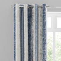 Sadie Stripe Blue Eyelet Curtains Blue and Cream