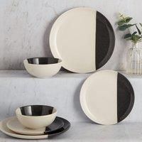Elements Dipped Charcoal 12 Piece Dinner Set Cream and Black