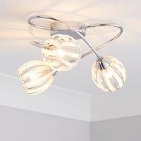Rosa 3 Light Chrome SemiFlush Ceiling Fitting Silver
