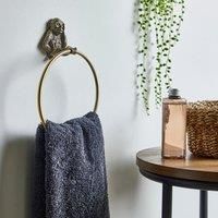Monkey Towel Ring Brass Gold