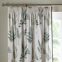 Fern Green Pencil Pleat Curtains White and Green