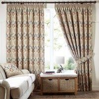 Lucetta Jewel Pencil Pleat Curtains Cream, Red and Blue