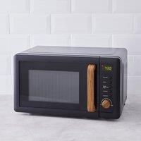 Contemporary 20L 700W Black Microwave Black and Brown