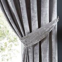 Crushed Velour Silver Pencil Pleat Curtain Tie Back Silver