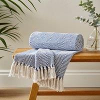 Jenson Herringbone 130cm x 180cm Throw Navy