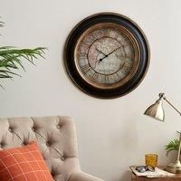 Antique Map Clock 55cm Black and Brown