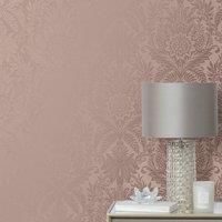 Crown Signature Damask Rose Wallpaper Rose Gold