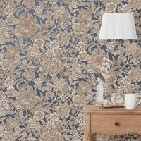 Wild Garden Navy Wallpaper Navy