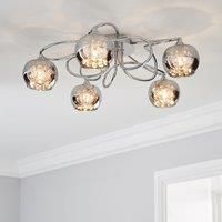Seychelles Smoked 5 Light Flush Ceiling Fitting Smoke