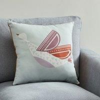 Modern Scandi Bird Cushion Green, Purple and Yellow