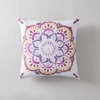 Azami Pink Placement Cushion White, Pink and Yellow