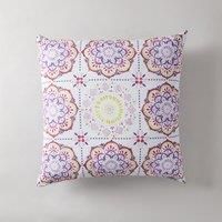 Azami MultiColoured Cushion White, Pink and Blue