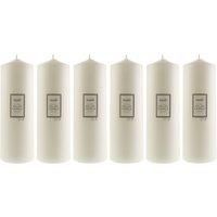 Pack of 6 Essentials White Pillar Candles 10cm x 30cm White
