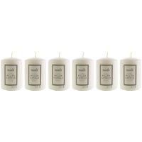 Pack of 6 Essentials White Pillar Candles 7cm x 10cm White