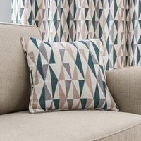 Elements Triangles Peacock Cushion Green, Brown and White