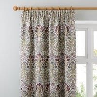 Lucetta Mauve Pencil Pleat Curtains Purple, Green and Yellow