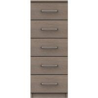 Parker Beige 5 Drawer Tallboy Dark Wood (Brown)