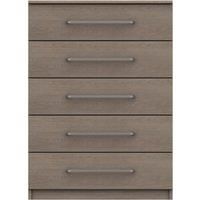 Parker Beige 5 Drawer Chest Dark Wood (Brown)