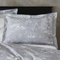 Chinoiserie Grey Oxford Pillowcase Grey and White
