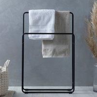 Elements Matt Black Free Standing Towel Rail Black